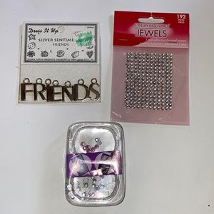 Friends charm pieces and jewel adhesive stones